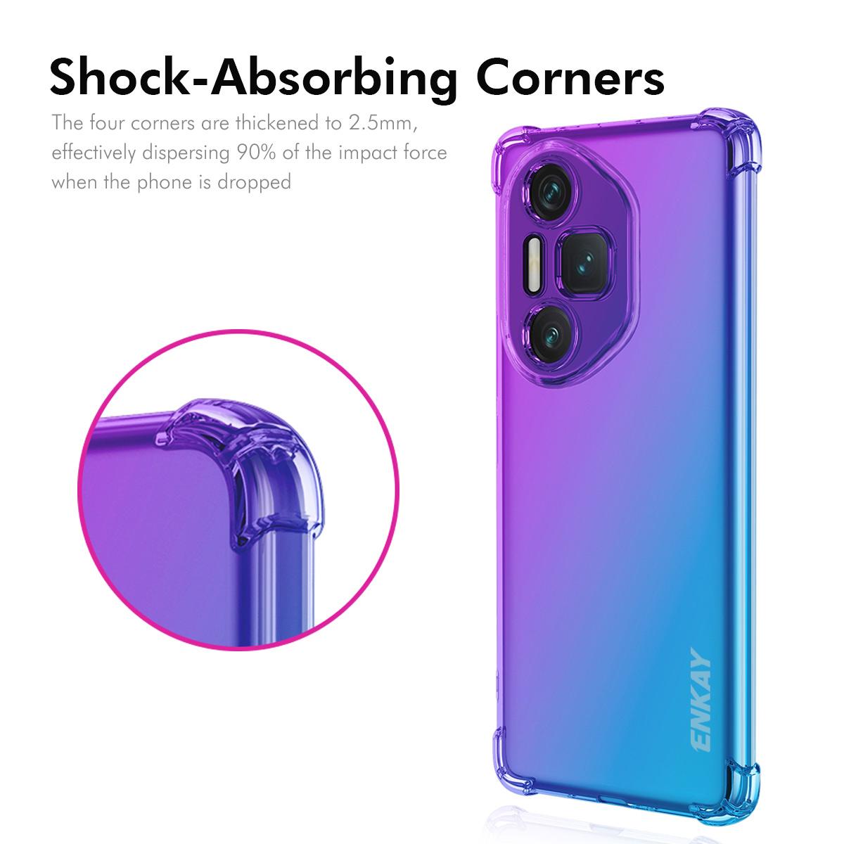 

For Honor 300 Pro/Honor 300 Ultra TPU Case ENKAY Thickened Four Corner Drop-proof Phone Back Cover Purple/Blue