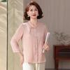 Spring & Summer Chinese Style Women's Seven-Point Sleeve Cardigan Shirt - Stylish Mother's Day Top for Mid-Aged & Elderly Women