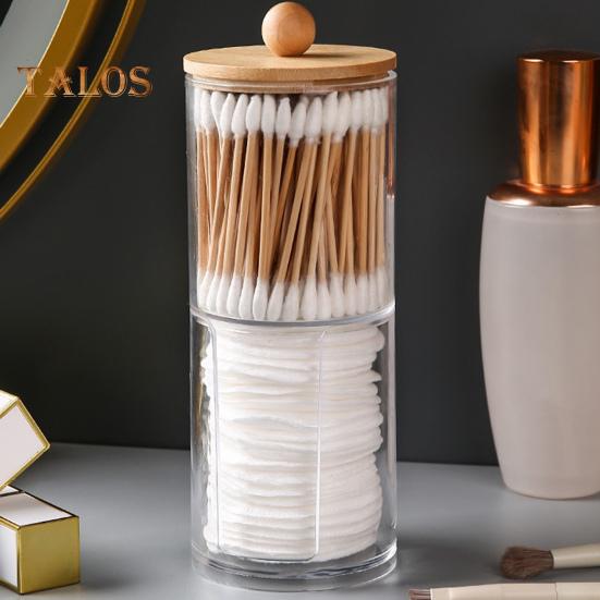 Scatola Portaoggetti Organizer per Cotton Fioc con Coperchio Design Trasparente Contenitore Multiuso per Dischetti di Cotone, Filo Interdentale