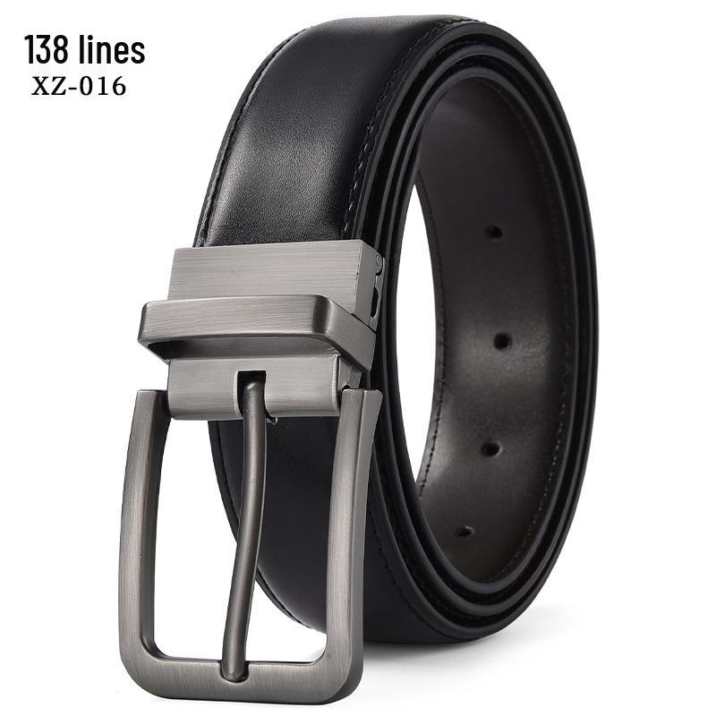 Men's Casual Perforated Leather Belt with Rotating Pin Buckle
