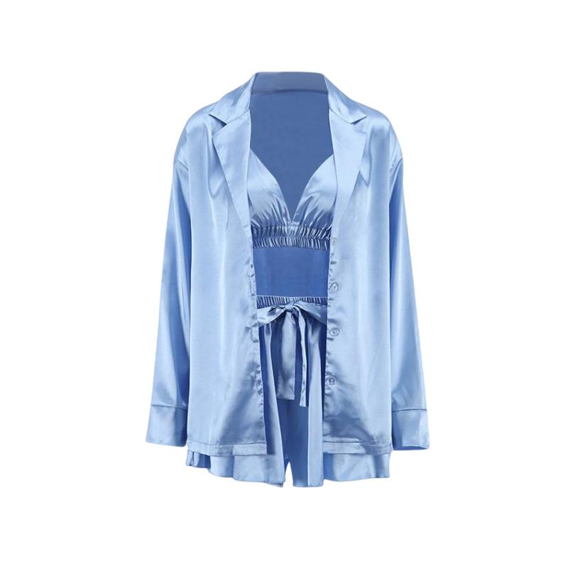 

Комплект из 3 предметов, женские сексуальные шорты, юбки, пижамные халаты, халат с рюшами, женские пижамы, халаты, женские пижамные комплекты, ночные рубашки L