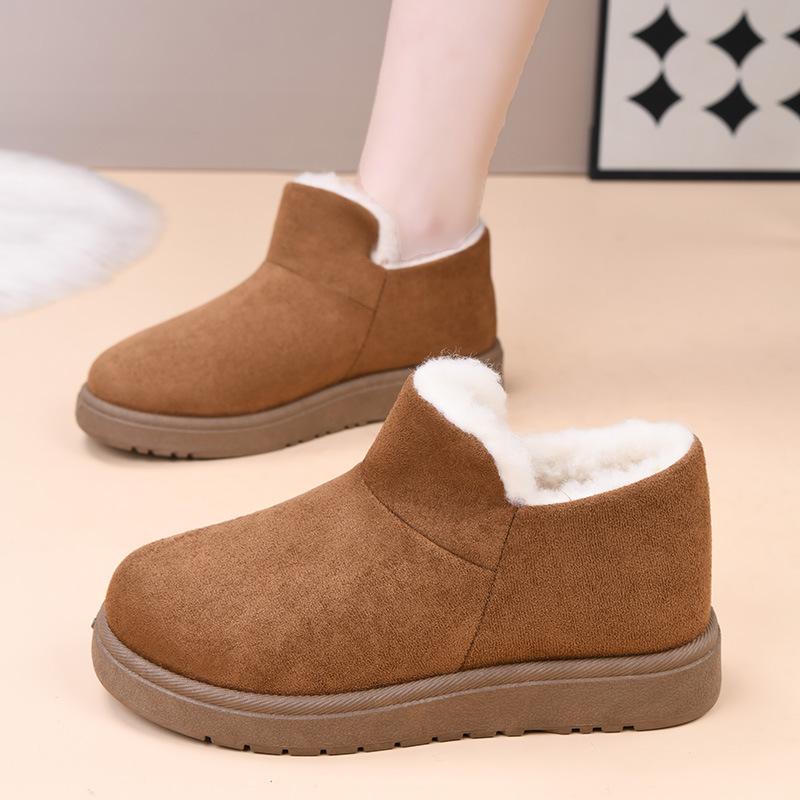 Plus-Schuhe für Damen 36-41 Wintermode Plüsch Warm Bequem Zum Hineinschlüpfen Plateau-Keilabsätze Rutschfeste Flache Schuhe Freizeit Damen Schneestiefel