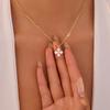 925 Sterling Silver Dainty Lucky CZ Leaf Necklace for Women 14k Gold Plated Flowers Elegant Pendant Necklace Wedding Jewelry