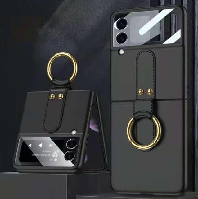 Fashion Lens Glass +Ring Case For Samsung Galaxy Z Flip 3 5g Cover Anti -Knock Luxury Cases For Flip3
