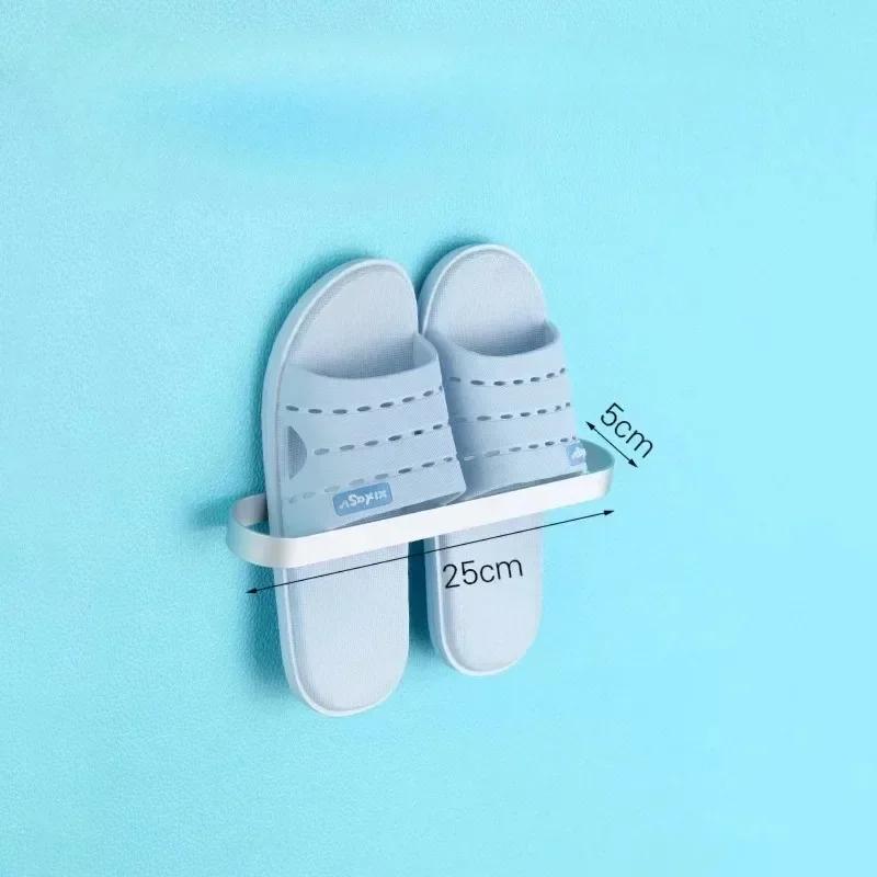 1pc High-class Aluminum Slipper Rack Wall Mount Bathroom Bedroom Shoe Hanging Holder Toilet Wall Door Towel Storage Shelf