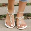 Fashion 2025 Summer New Fashion Women Sandals Rhinestone Pinch Toe Flat Casual Shoes for Women Beach Casual Sandals Female Zapatos Mujer