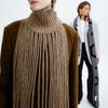 L’H.A.S HIGH-NECK TASSEL KNIT WARMER_BROWN
