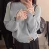 Korean Fashion Lace Splicing Knitted Pullover Sweater Women 2025 Winter New Loose Sweet Sweaters Solid Color O Neck Casual Simple Office Tops Clothing