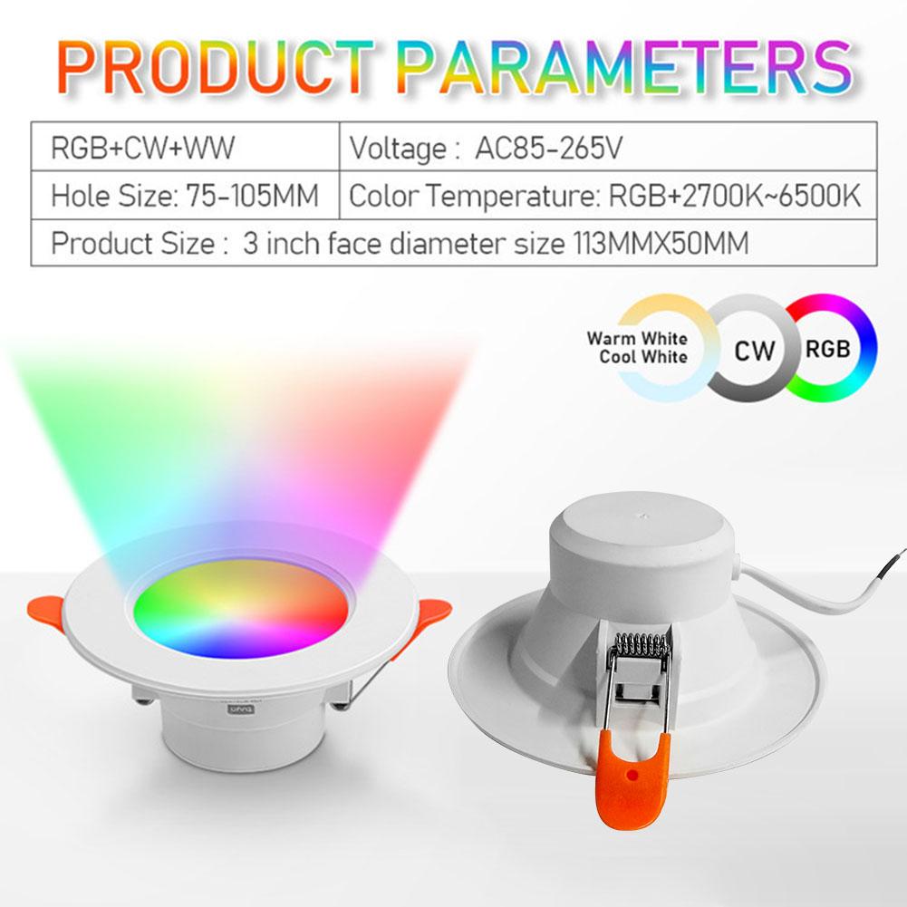 1-10PCS 10W Smart LED Downlight Bluetooth Ceiling Lamp RGB Lamp APP Remote Control Color Changing Light for Google Home