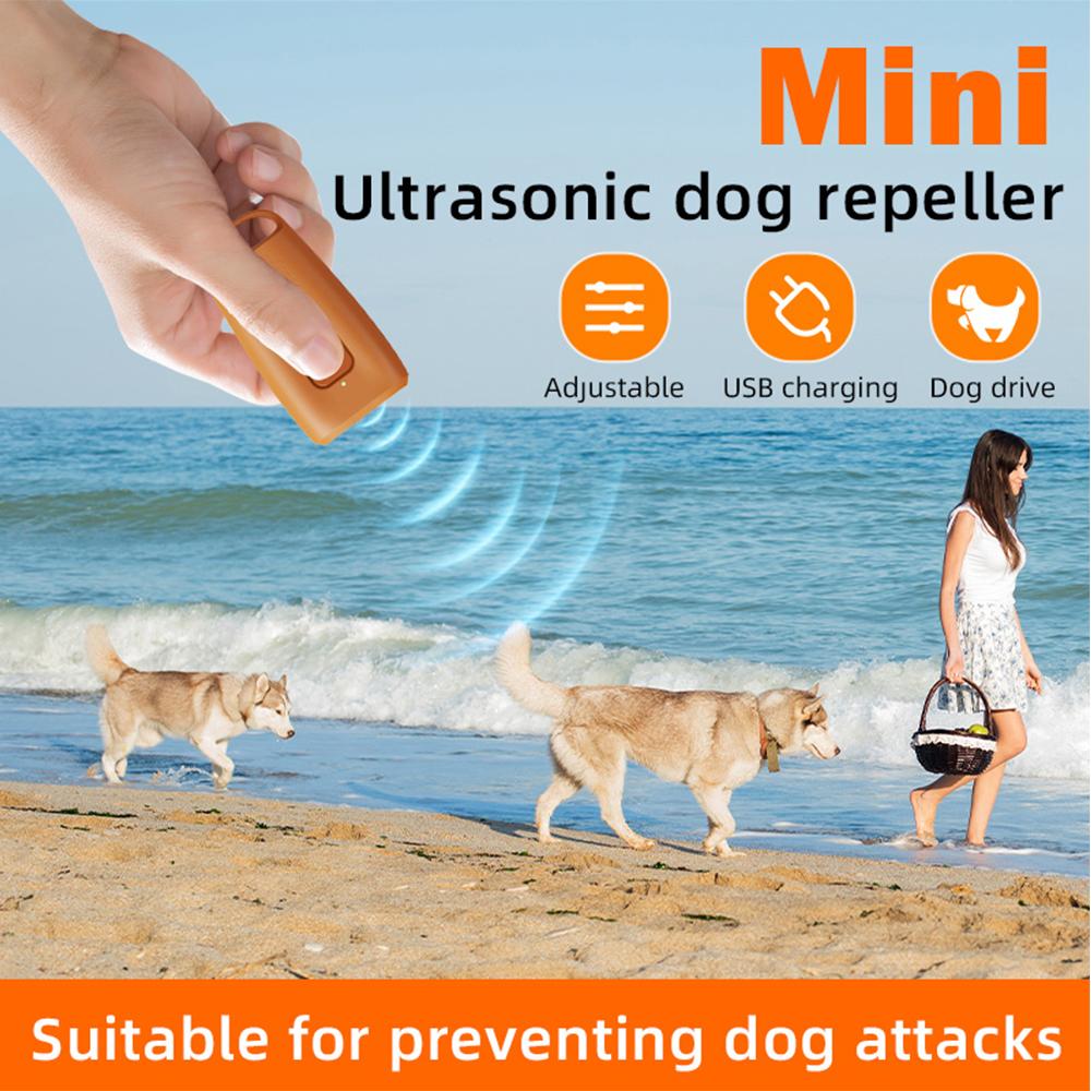 Mini Dog Repellent Portable Ultrasonic Dog Repeller with LED Flashlight USB Rechargeable Anti Barking Device Ultrasonic Deterren