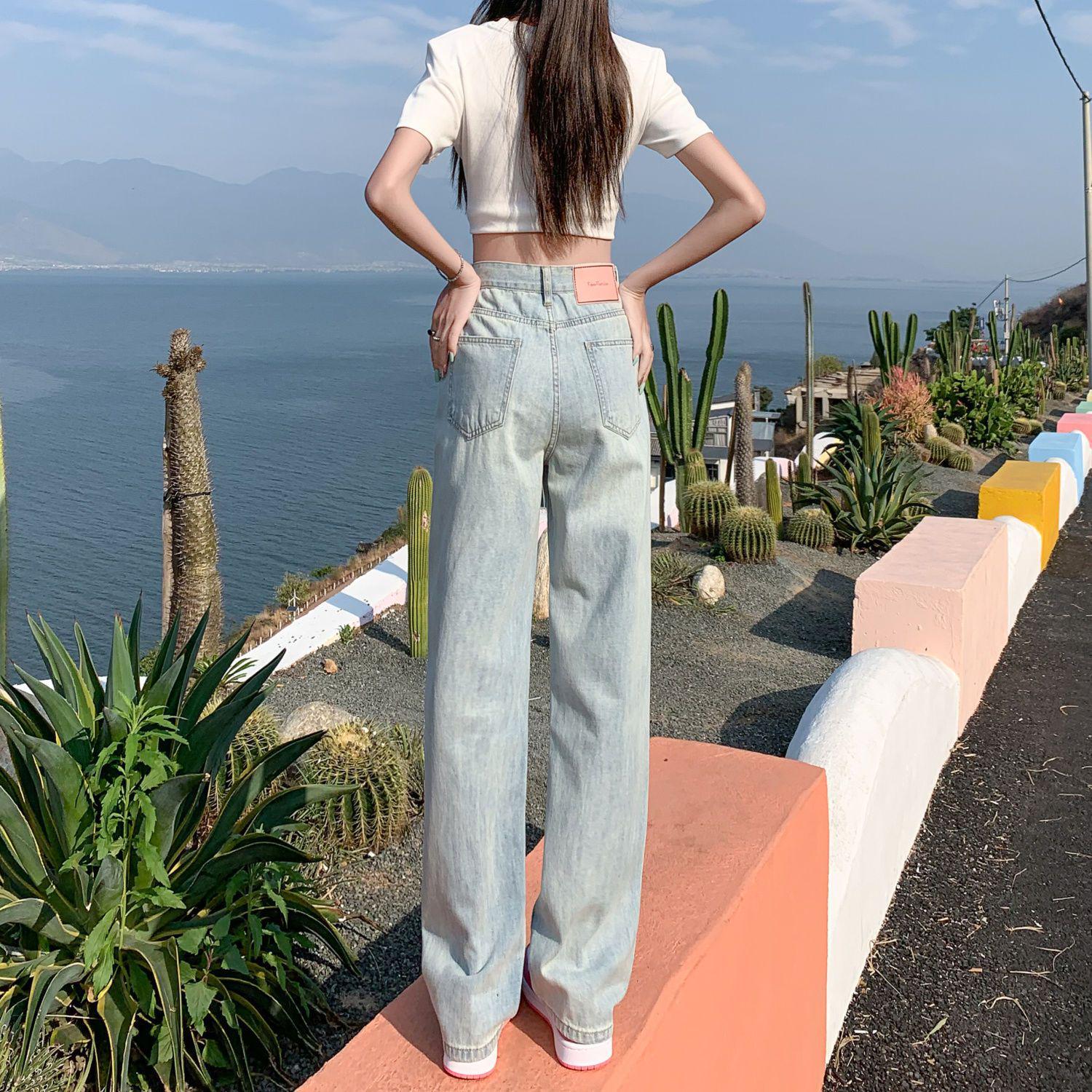 

Spring 2026 Women s High-Waisted Wide-Leg Jeans - Loose, Straight Fit for Petite Sizes XS (75-88 lbs)