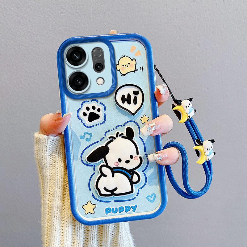KEYSION Shockproof Case for OPPO Reno14 5G with Lanyard Soft Silicone Cute 3D Cartoon Doll Phone Cover for OPPO Reno 14 5G