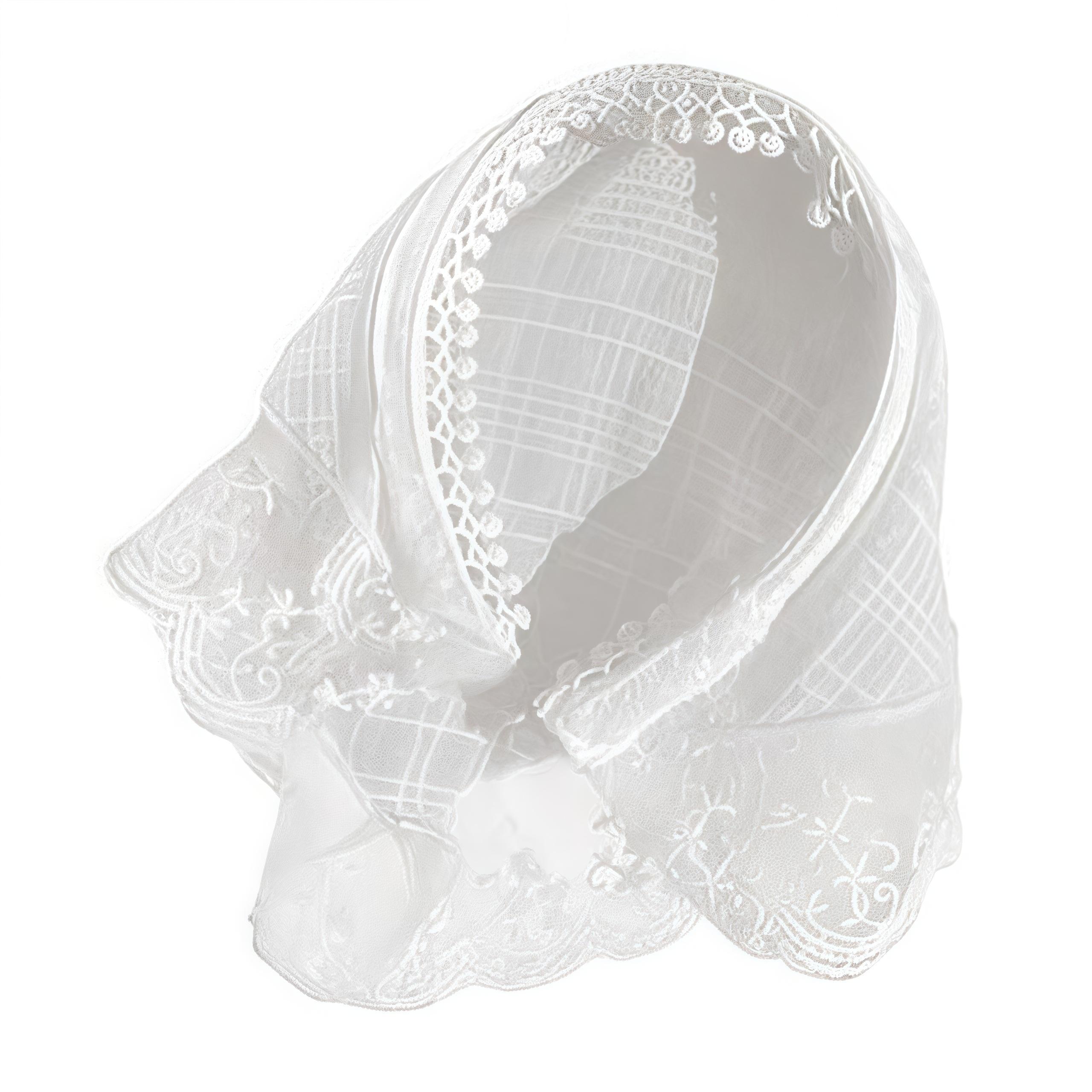 Lace Triangular Hair Scarf Ladies  Solid Color Fashionable Casual Lace Headband With Triangular Headband Cloth For Wedding Party белый