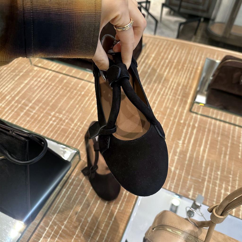 Sheepskin Version~ French Retro Round Head Flat-soled Single Shoes Women's 2025 New Versatile Suede Mary Jane Ballet Shoes