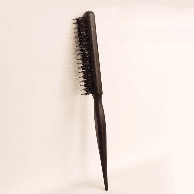 

Pig-bristled Narrow-toothed Hair Comb, Three-row Fluffy Style, Long-handled Makeup, Pointed Tail, Updo, and Curly Hair Comb чёрный