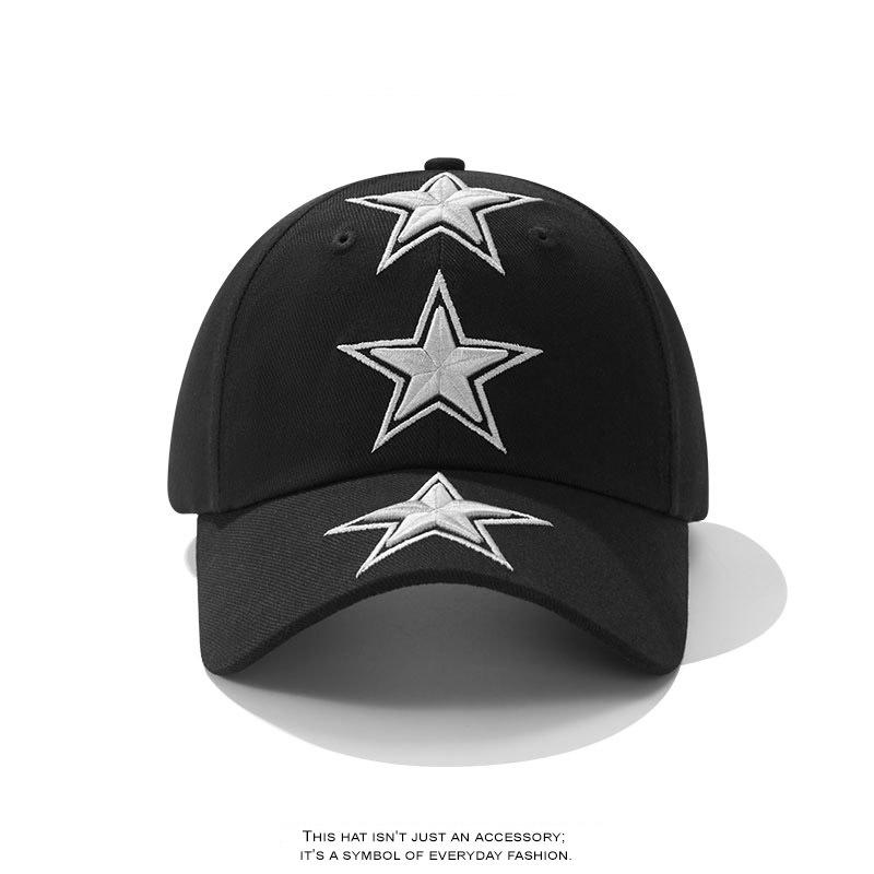 American Niche Retro Embroidered Five Pointed Star Baseball Cap Wide Brim Men and Women Showing Their Faces Small Hip Hop Personality Baseball Cap
