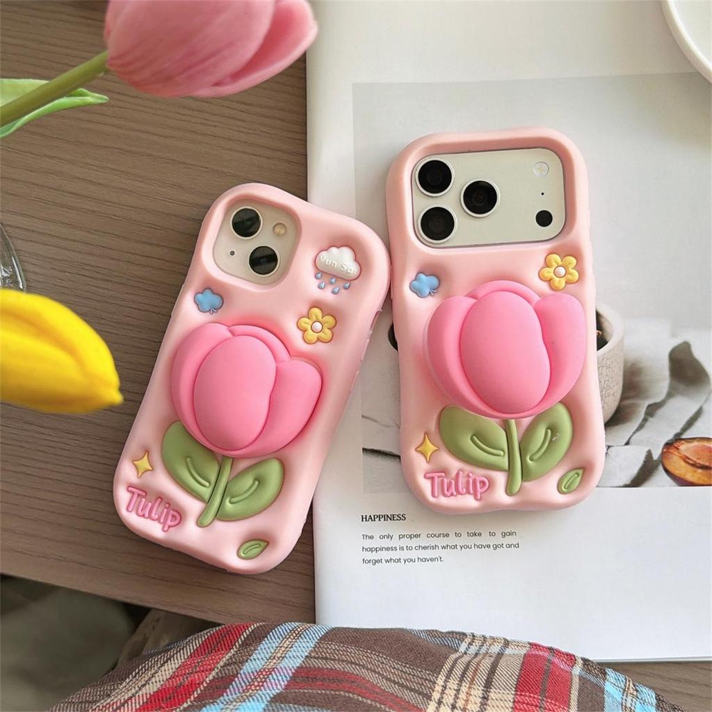 Tulip 3D Stand Anti-Fall Case for iPhone 14/13/12 and Promax 17/16/15