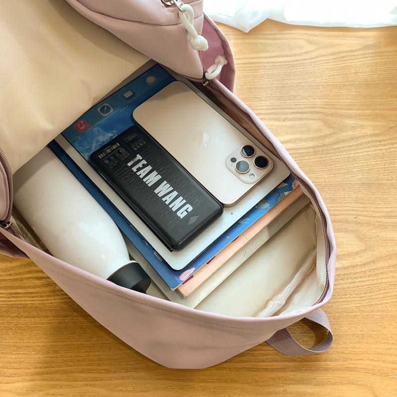 Solid Color Student Schoolbag Women's Lightweight Backpack