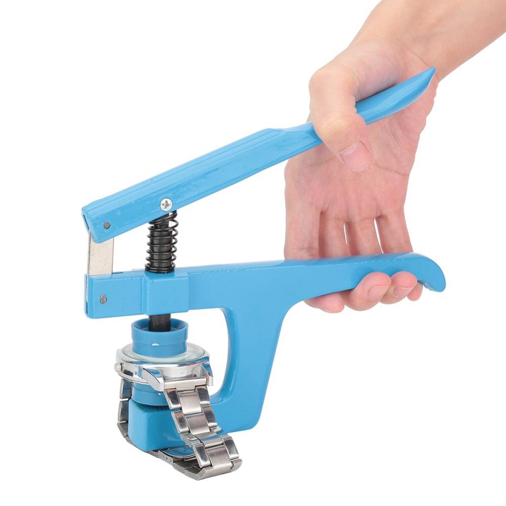 Blaue Farbe Uhrenpresse Set 9 Stempel Uhrenklemme Zange Langlebige Uhrmacherpresse Uhrenreparatur