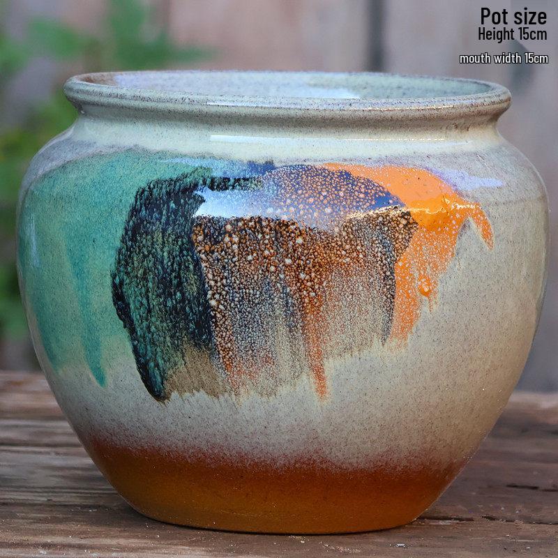 Large Handmade Coarse Ceramic Pot for Succulents and Greenery