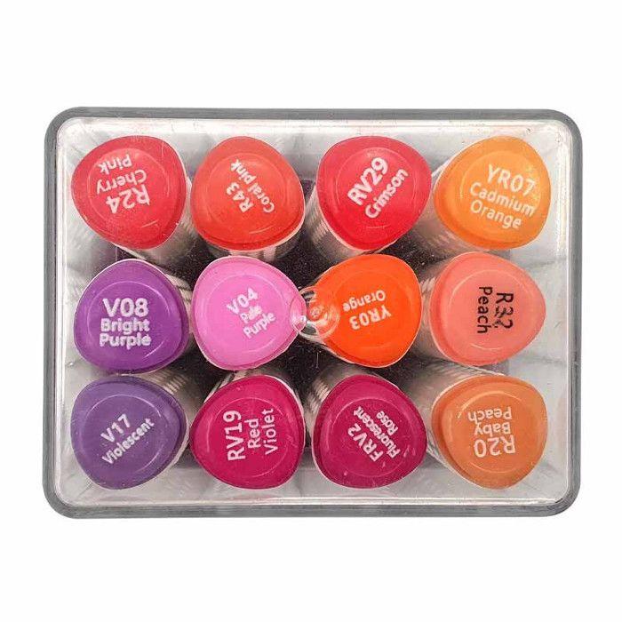 Feutres à alcool - Double pointe - 12 couleurs rose/orange - Dessin, coloriage - CTOP