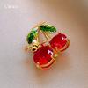 French Delicate Glass Oil Drop Cherry Pearl Brooch Light Luxury Pin Clothing Accessories