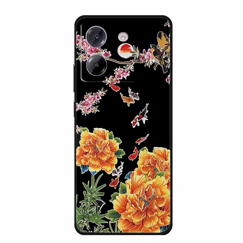 3D Emboss Case For POCO M7 Pro 5G Phone Case Relief Flowers Black Silicone Soft Back Cover For Xiaomi Poco M7 Pro Case Coque Bag