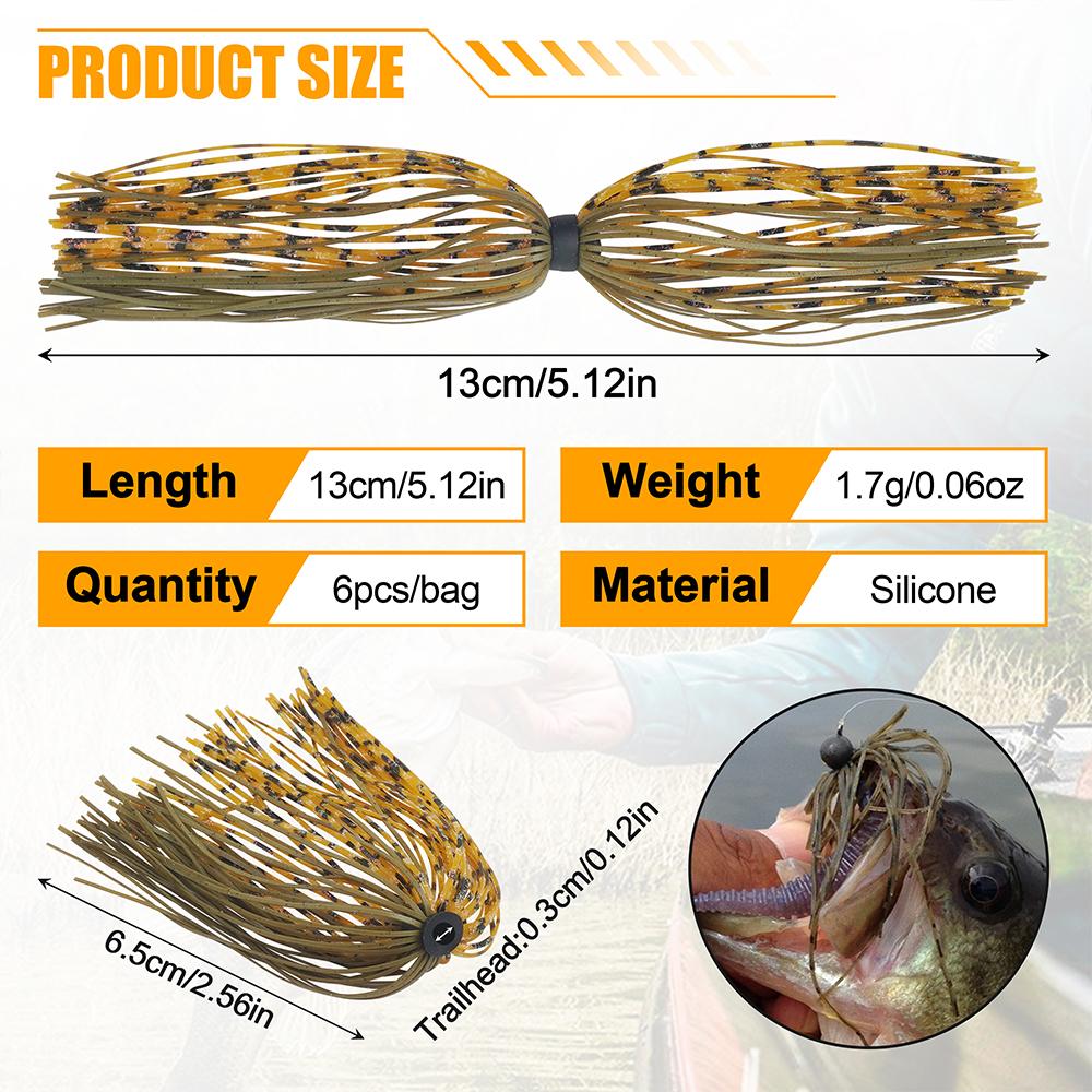 18Pcs Silicone Jig Skirts Fishing Lures for Spinnerbaits Buzzbaits Spoon Blade Squid Jig Replacement Skirt Fly Tying Material