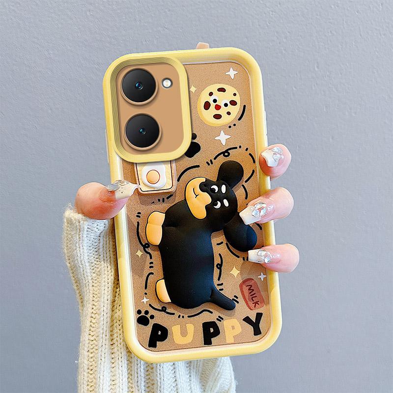 KEYSION Shockproof Case for VIVO Y03 Y03t Y18 Y18e Y18s with Lanyard Soft Silicone Cute 3D Cartoon Doll Phone Cover for VIVO Y28s 5G