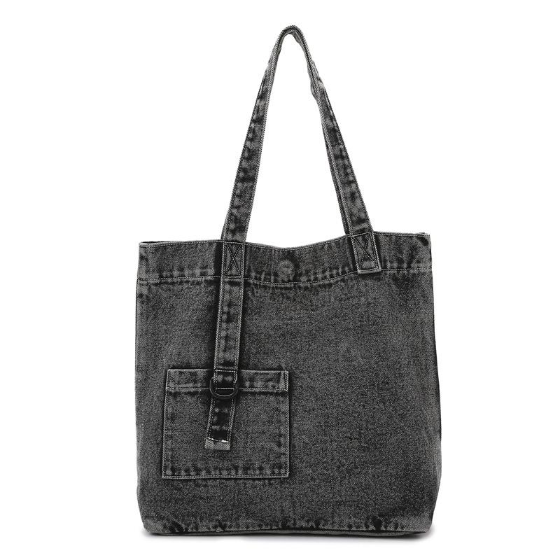 Laid-back Retro Denim Single-shoulder Bag Women's Casual Commuting Tote Bag Large-capacity Travel