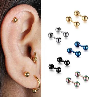 Fashion Round Studs Black Gold Barbell Fashion Jewelry Stainless Steel Ball Stud Earrings Earrings