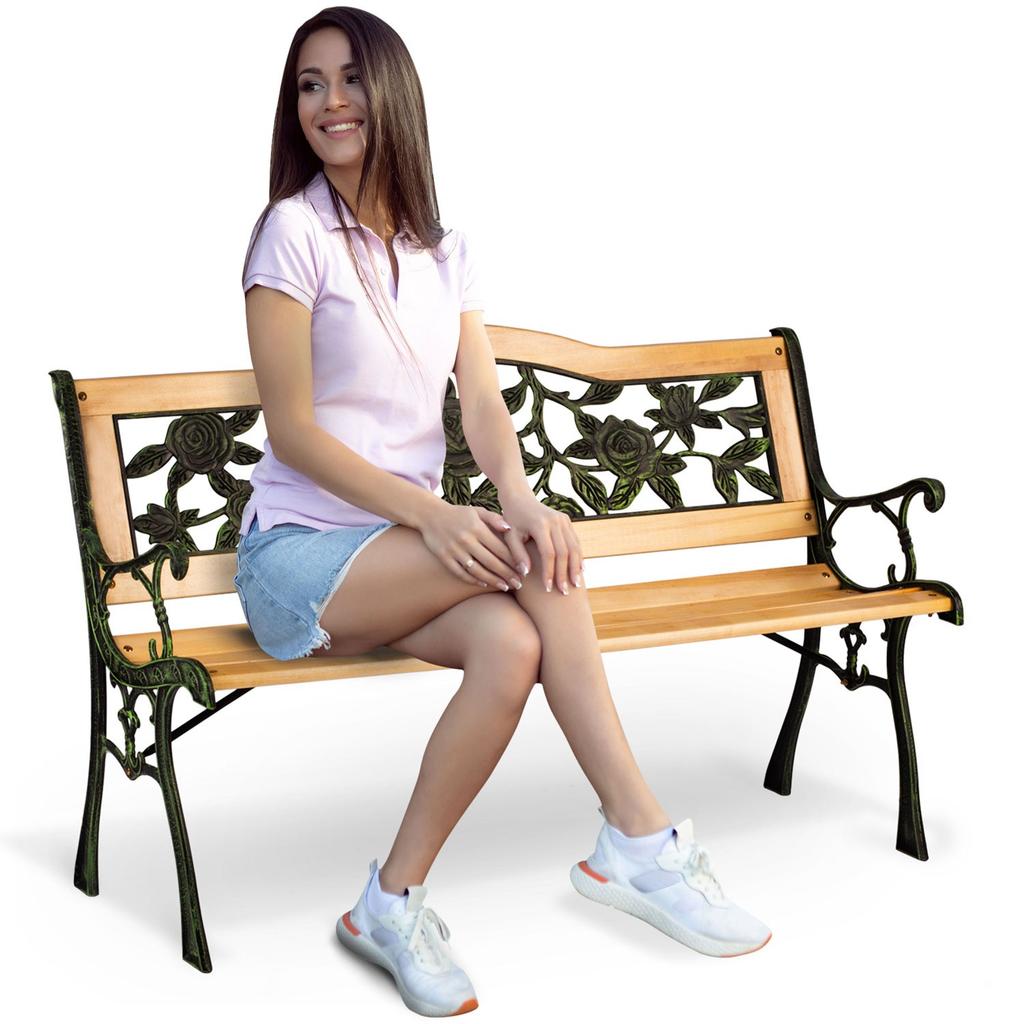 Park Bench With Backrest 123.5 X 74 X 48 Cm Gardi Rose Sofotel