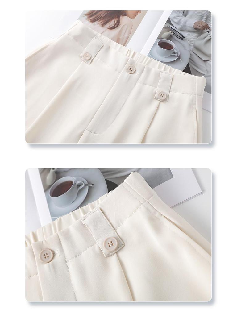 Damskie szare spodnie z wysokim stanem i szerokimi nogawkami - Kolekcja Wiosna 2025: Układający się, Luźny, Prosta nogawka, Casualowa elegancja