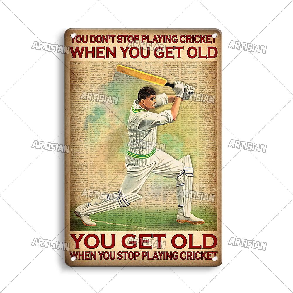 Mfoever Tin Sign Artisian SPORT Metal Sign Tennis Tin Poster Decorative Plate Badminton Cricket Pickleball Plaque Wall Decor Garage Bar Pub Club