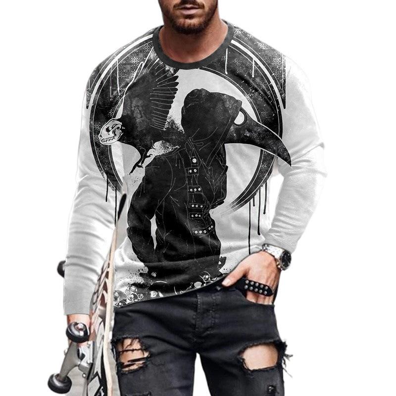 Men Clothes Fashion New Long Sleeve Round Neck Sport T Shirt Men Hip Hop T Shirt