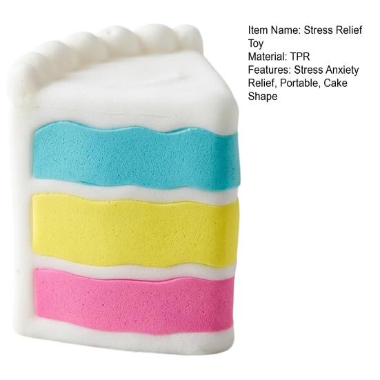 Rainbow Cake Stress Relief Toy Slow Rising Dessert Squeeze Toy Home Office Workers Hand Relaxation Sensory Toy Party Favors