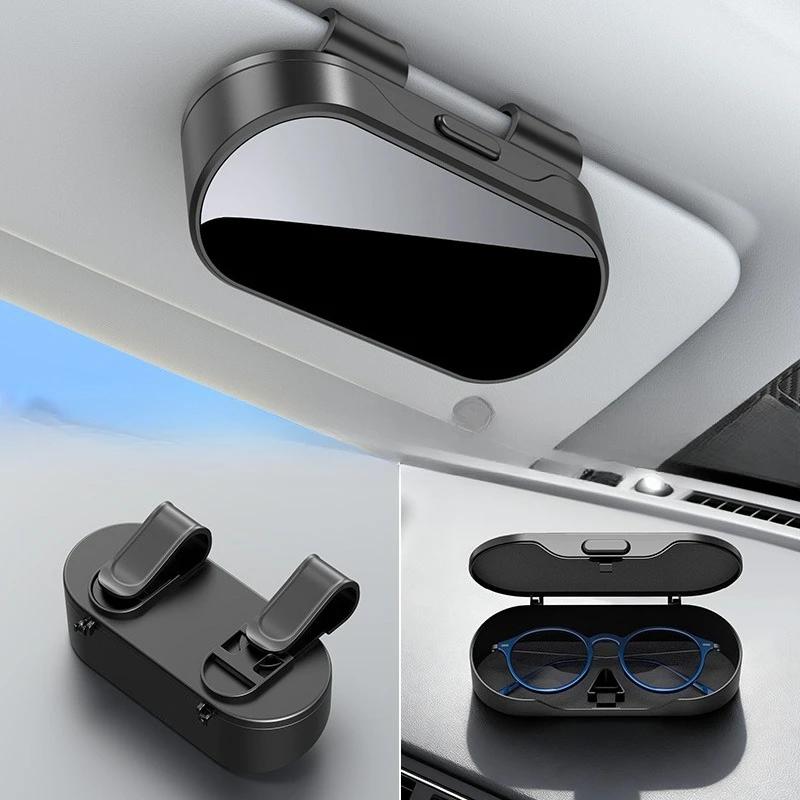 Portable Car Sun Visor Glasses Holder Multifunctional In-Car Sunglasses Storage Box Eyeglass Organizer Case