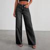 2023 Women's Wide-Leg Patchwork Frayed Hem Jeans