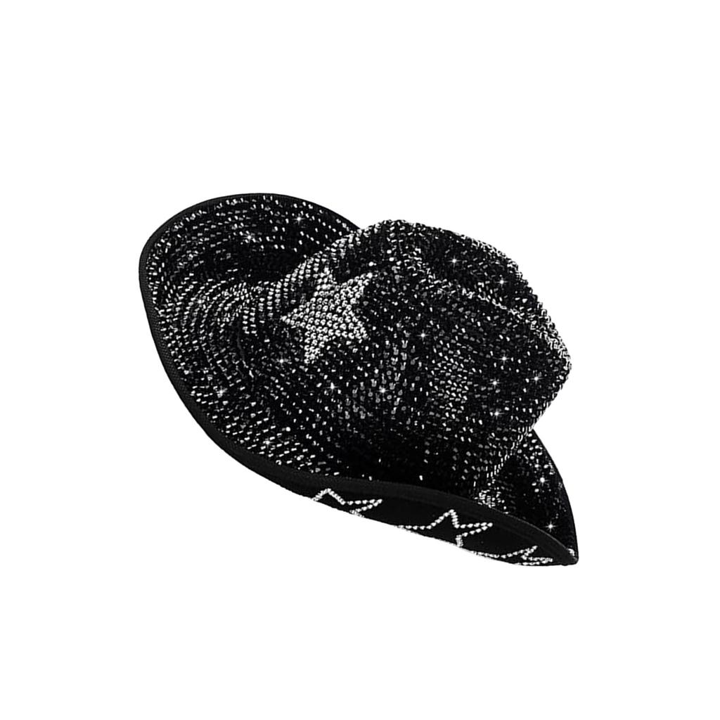 Shimmering Rhinestones Studded Hat for Adult Teens Carnivals Party Hat with Star Pattern for Formal Event Stage Show