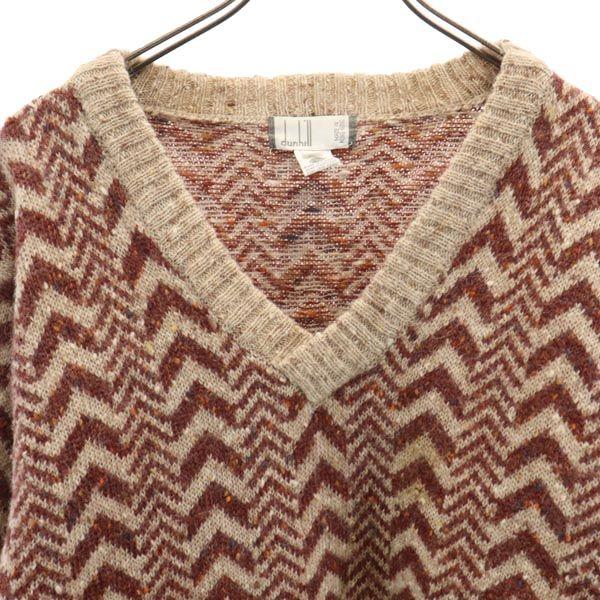 Dunhill 80s vintage Overall handle Long sleeve V-neck wool sweater L knit Men's Used