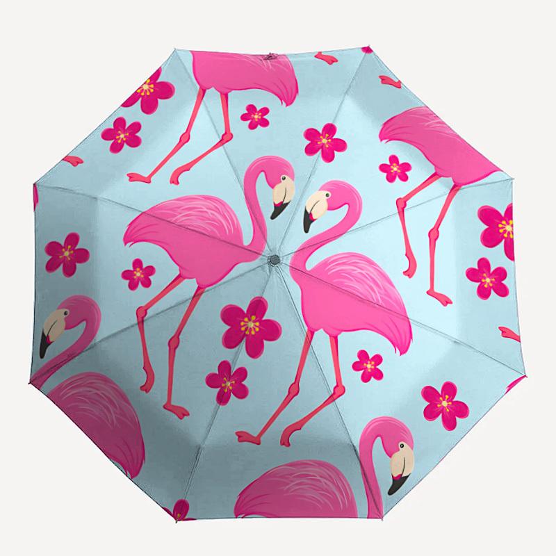 1pc Flamingo Flowers Automatic Open/Close Folding Umbrella - Compact 8-Rib Design, Daily Use, Perfect Gift for Friends & Family Yy260327082