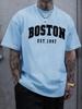 Summer Unisexs 100 Pure Cotton Casual Fashionable Loose Boston EST 1997 Printed Round Neck Short Sleeved TShirt Versatile Top