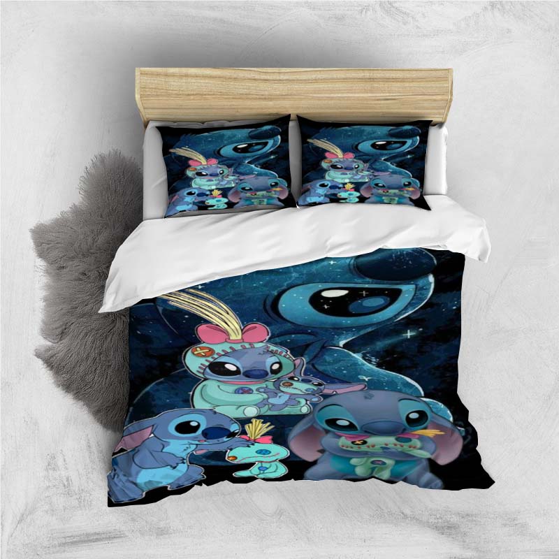 

Mini Kawaii (Stitch) Bedding Set, Cartoon Duvet Cover and Pillowcases, Soft and Comfortable, Customizable. 135X200cm