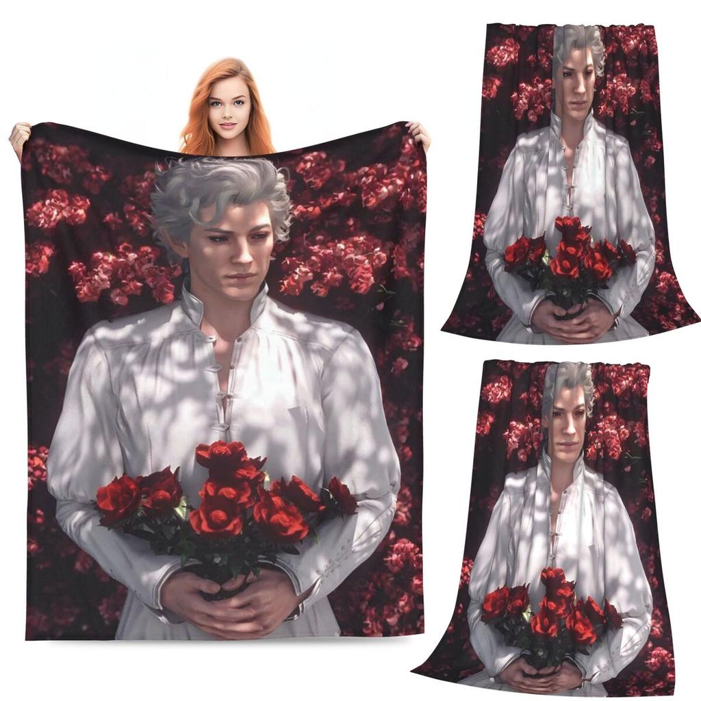 Baldur's Gate 3 Astarion Vampir Charakter Decke Weich Warm Flanell Überwurfdecke Bettwäsche für Bett Wohnzimmer Reise Zuhause Sofa