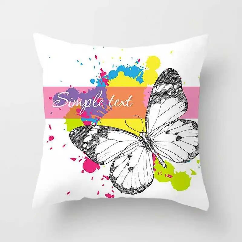 

Office Living Room Home Pillowcase Watercolor Butterfly Pattern Pillowcase Car Ornaments 40cmx40cm