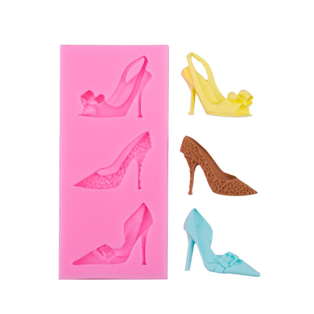3 Grid High-heeled Shoes Shape Mold Stylish Replacement Kitchen Bakery Fondant Cake Art Crafts Mould Accessories