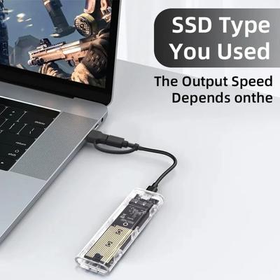 Transparent M2 Hard Disk Case NVME Clear SSD Case M.2 SSD Box External Enclosure Hard