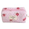 Quilted Strawberry Portable Make Up Bags Zipper Closure Skincare Brush Organizer Pouches Cosmetic Pouch for Women and Girls
