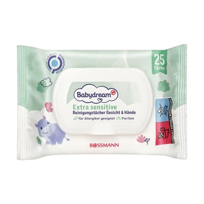 Baby Dream Extra Sensitive Cleansing Wipes Face & Hands Wet Wipes, 25 Count