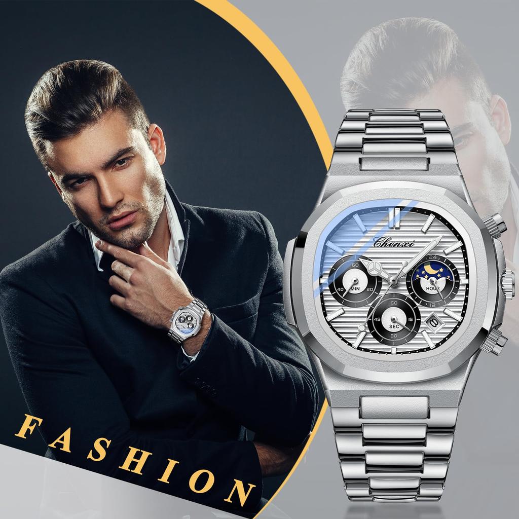 Stylish Waterproof Watch with Small Analog Luminous Stainless Steel Quartz Fashion Accessory Perfect for or As a Boyfriend Gift Men's Seconds